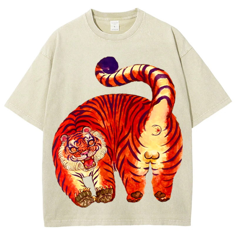 Red Tiger Solid Unisex Vintage Washed Tee