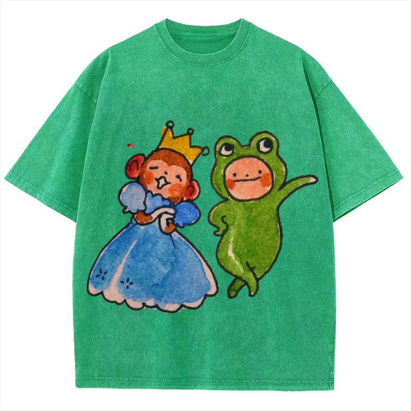 Princess And Frog Solid Unisex Vintage Washed Tee