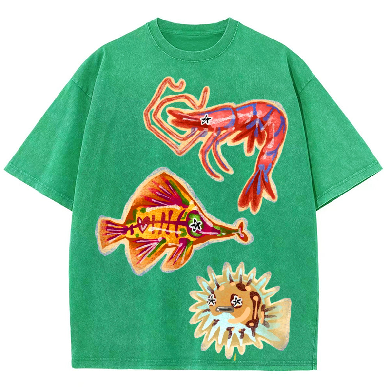 Sea Animals2 Solid Unisex Vintage Washed Tee