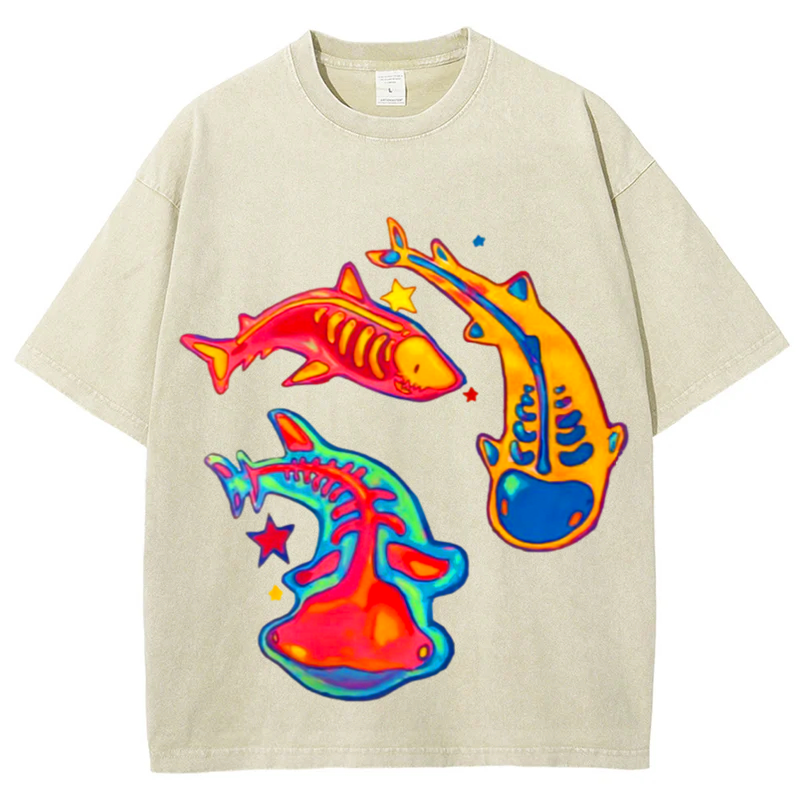 Sharks Fossil Solid Unisex Vintage Washed Tee