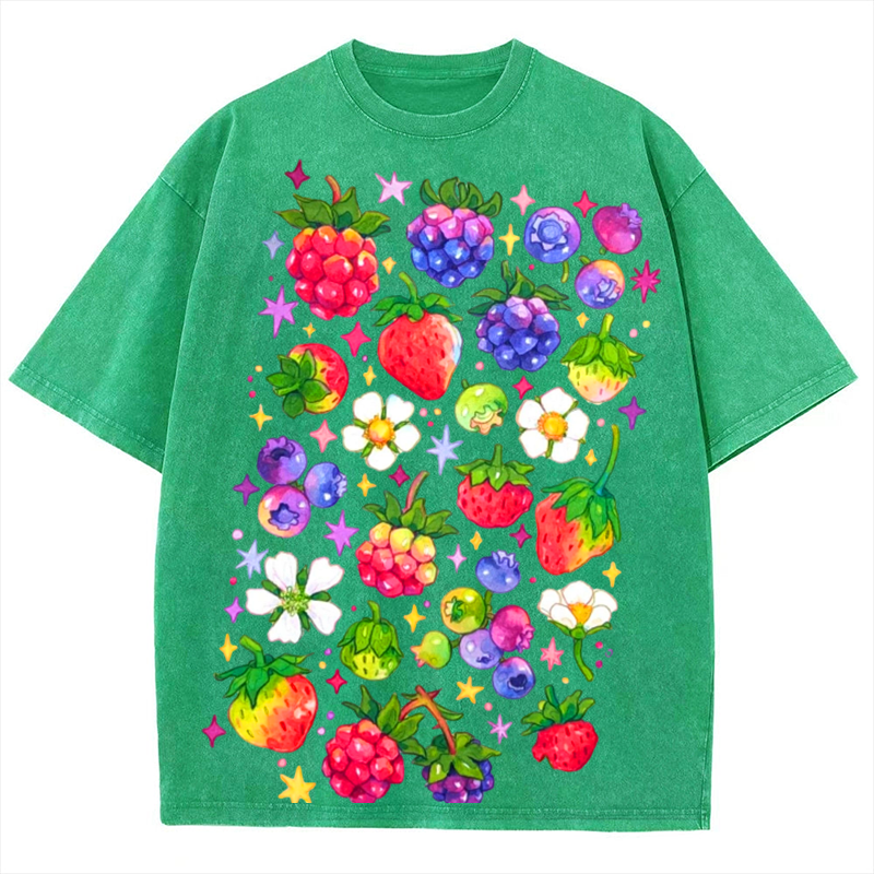Kinds Of Fruits1 Solid Unisex Vintage Washed Tee