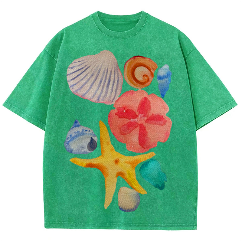 Sea Animals5 Solid Unisex Vintage Washed Tee