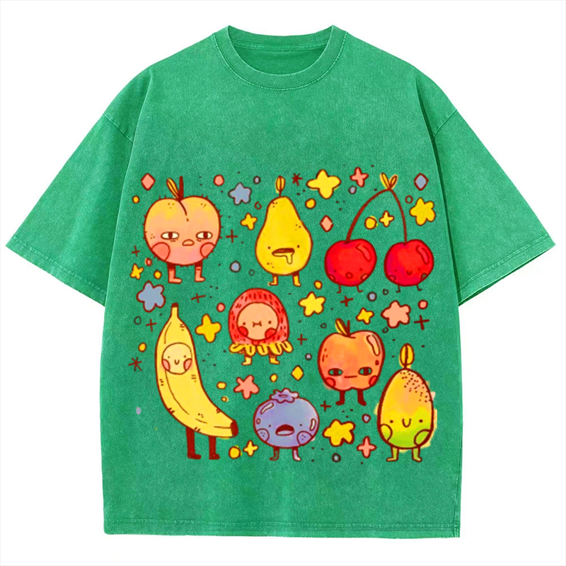 Kinds Of Fruits2 Solid Unisex Vintage Washed Tee