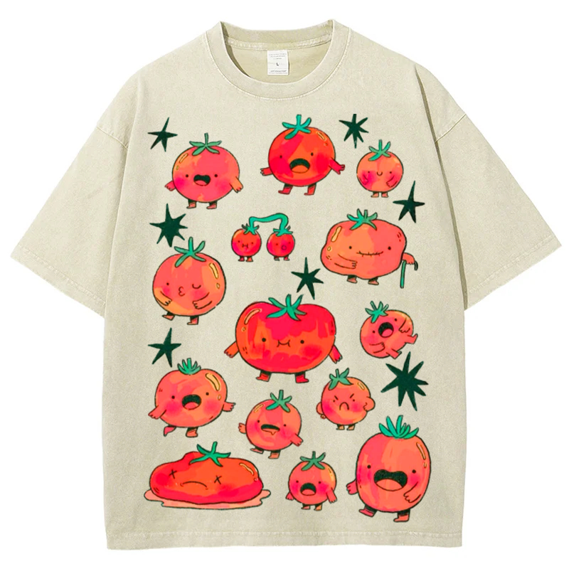 Cute Tomatos Solid Unisex Vintage Washed Tee