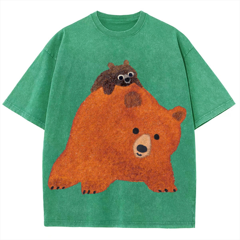 Cuty Bear Solid Unisex Vintage Washed Tee