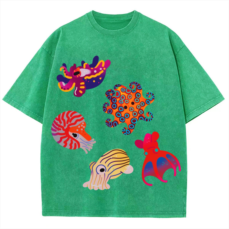 Sea Animals3 Solid Unisex Vintage Washed Tee