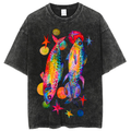 Two Colorful Fish Solid Unisex Vintage Washed Tee