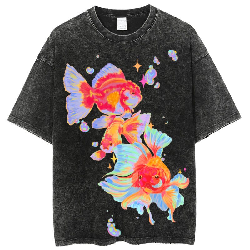 Koi Fish Solid Unisex Vintage Washed Tee