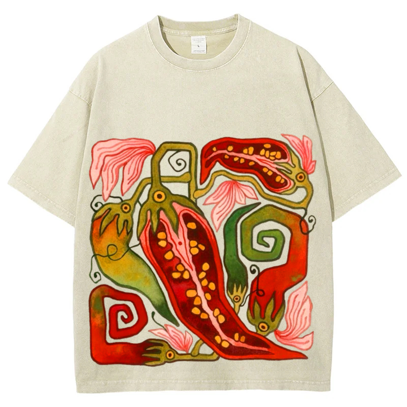 Red Pepper Solid Unisex Vintage Washed Tee