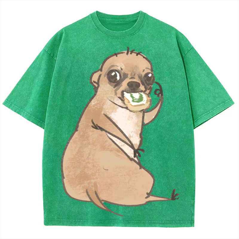 Brown Dog Solid Unisex Vintage Washed Tee