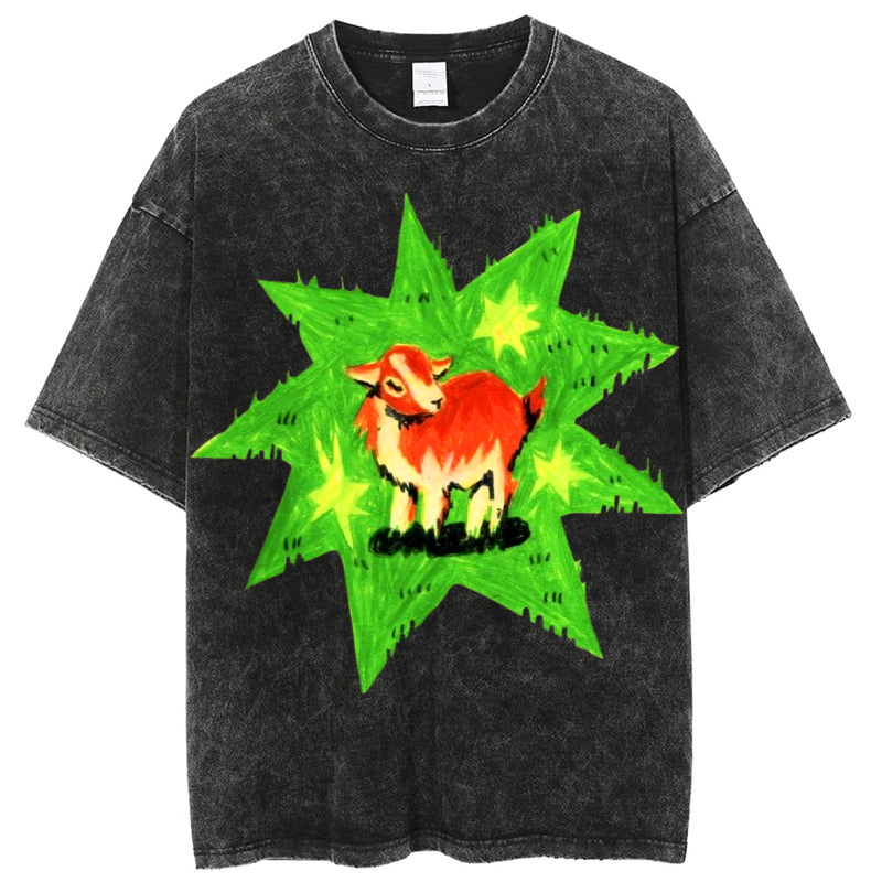 Star Lamb Solid Unisex Vintage Washed Tee